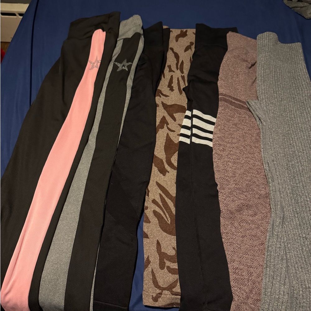 7 Stylish Women's Leggings Set - Black, Pink, Gray, Brown
